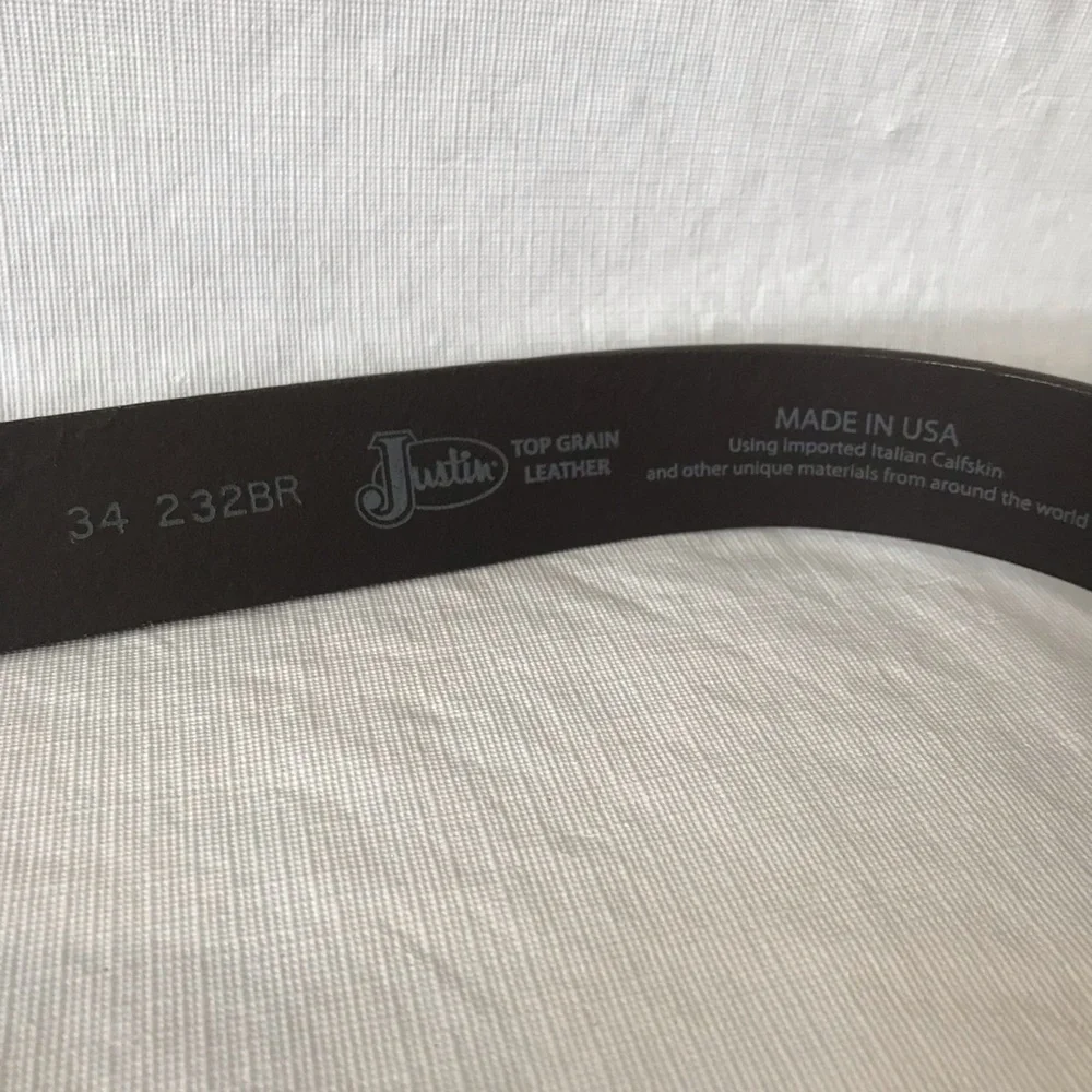 Monster Half Marathon Buckle Justin Leather Belt